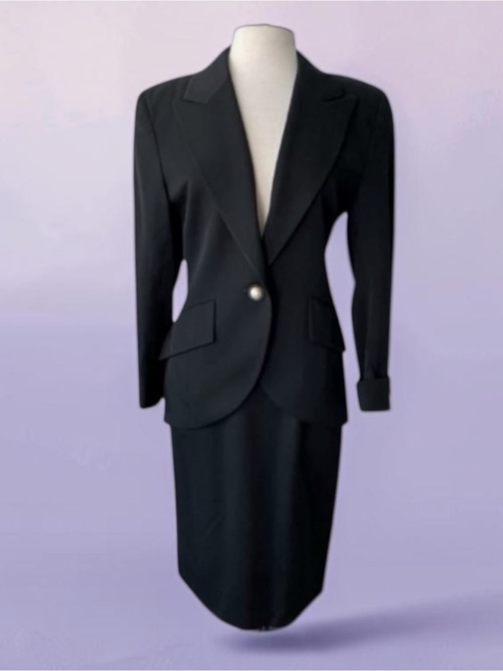 CHRISTIAN DIOR VTG CLASSIC BLACK SKIRT SUIT SIZE 10